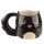 Caneca cerâmica com forma de gato preto