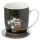 Conjunto de Caneca e base em Porcelana Kim Haskins 12 gatos natais