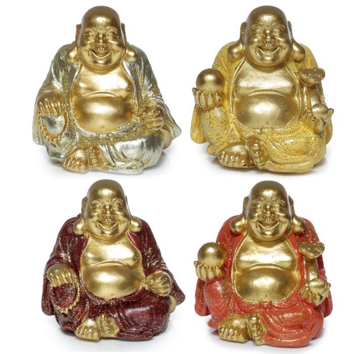 Pequeno Buda Chinês brilhante da sorte Risonho 6cm
