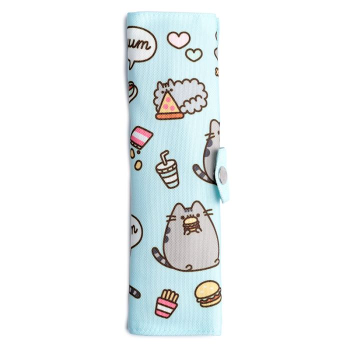 Conjunto de 6 peças de talheres 100% bambu em suporte de lona Pusheen 