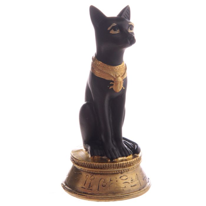 Bastet Preto e Dourado com colar Besouro