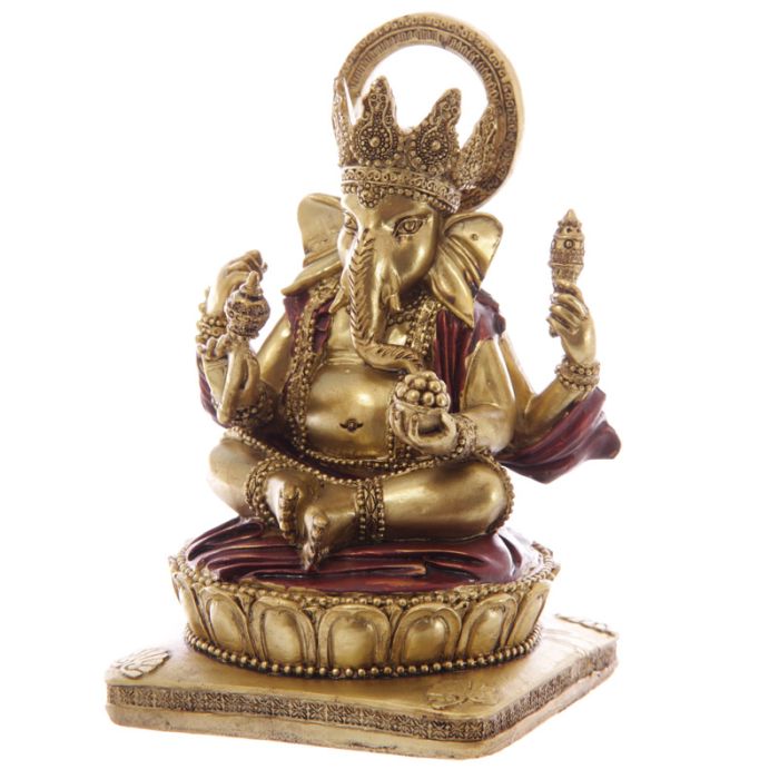Ganesh Dourada e vermelha 14cm