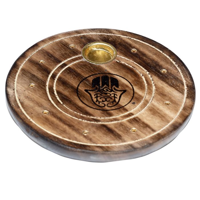 Queimador de incenso e cones redondo em Madeira de Mango - Hamsa