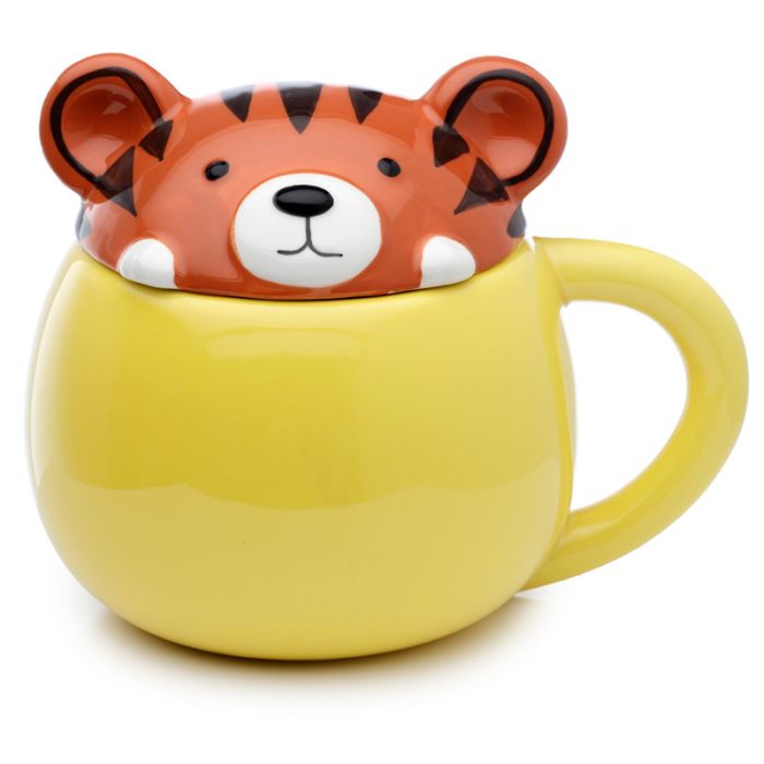 Caneca de cerâmica com tampas de animais - Adoramals Tigre