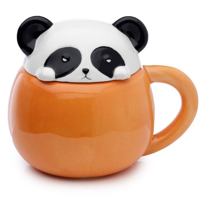 Caneca de cerâmica com tampas de animais - Adoramals Panda