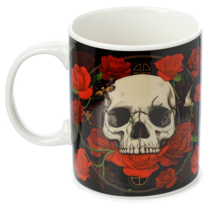 Caneca de Porcelana - Caveiras e Rosas