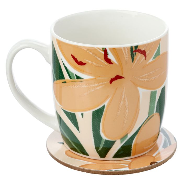 Caneca de Porcelana e base - Florens Hesperantha