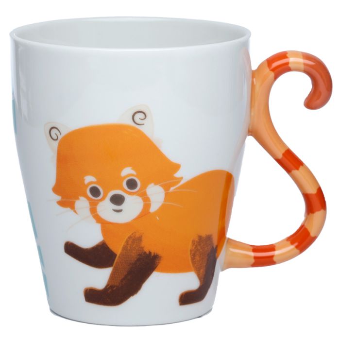 Caneca de Porcelana asa com forma de Cauda Panda Zooniverse Vermelho