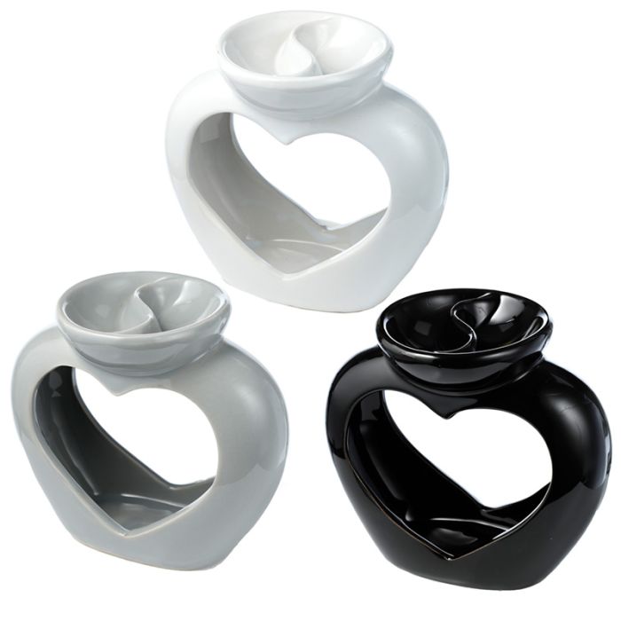 Queimador de Óleo e Cera em Cerâmica - Forma de Coração