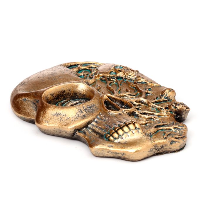 Queimador de Incenso com forma de Caveira e Rosas