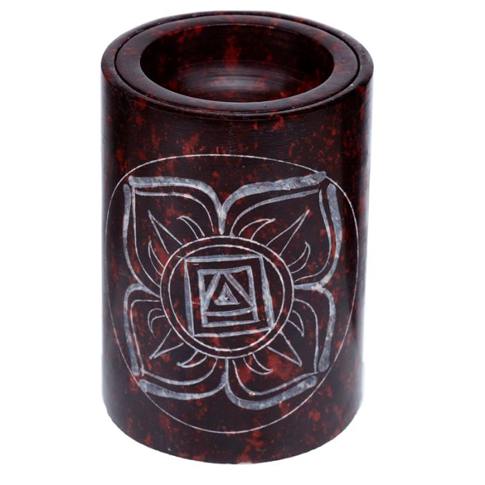 Queimador de óleo vermelho esculpido em pedra sabão - Chakra