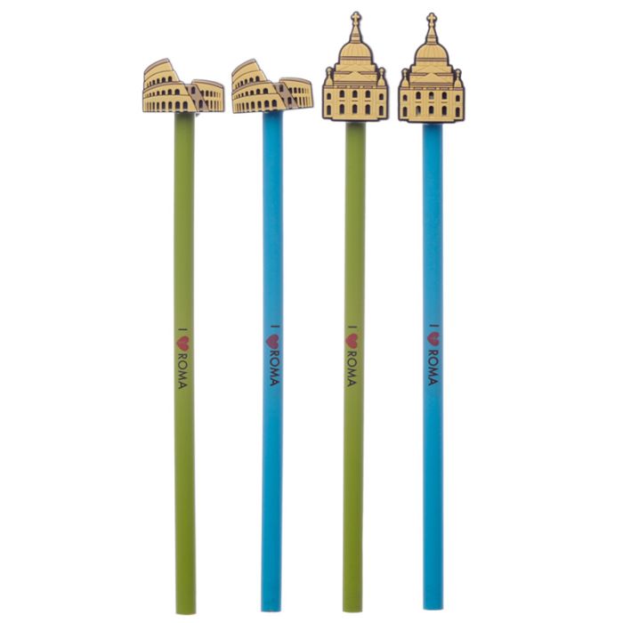 Lápis com Aplique em PVC - Eu Amo Roma