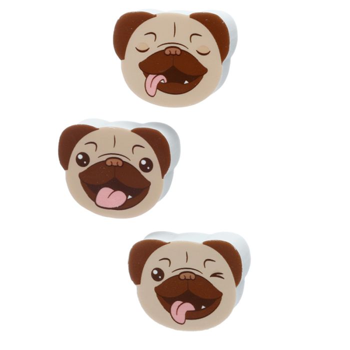 Conjunto de 3 Borrachas - Mopps Pug