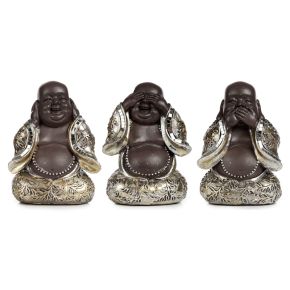 Conjunto de 3 Budas Chineses - Falar Não Ver Não Ouvir Não