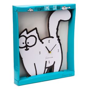 Relogio de parede com forma de Simon's Cat