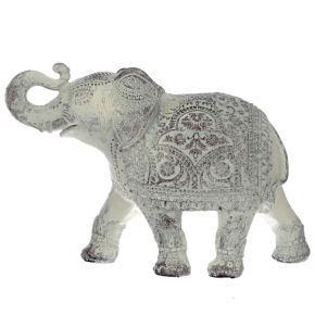 Estatueta de elefante tailandês médio branco escovado