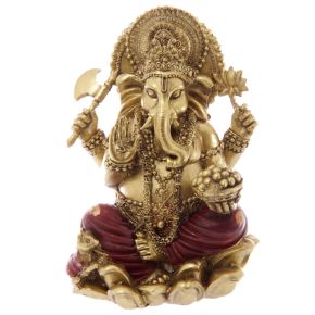 Ganesh Dourada e vermelha 16cm