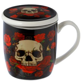 Caverias e Rosas Conjunto de caneca de Porcelana e infusor com tampa