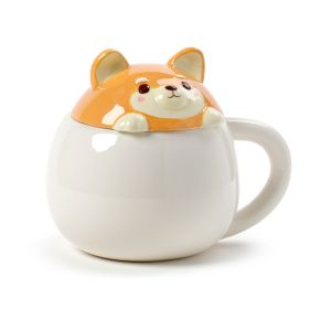 Caneca de cerâmica com tampas de animais - Shiba Inu 