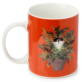 Caneca de Porcelana - Kim Haskins Gato em Pote Vermelho