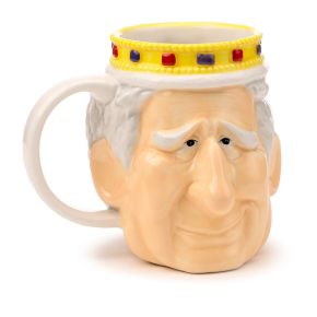 Caneca de cerâmica com forma do Rei Charles III