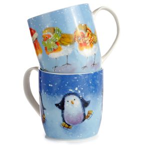 Set de 2 Canecas de Porcelana Jan Pashley Natal Pisco e Pinguins