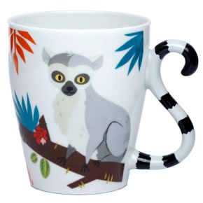 Caneca de Porcelana asa com forma de Cauda Lemur Espírito da Noite