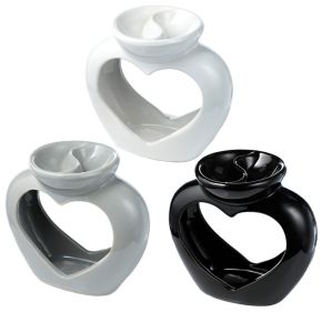 Queimador de Óleo e Cera em Cerâmica - Forma de Coração