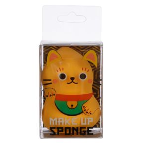 Esponja de Maquilhagem - Gato Chinês da Sorte Maneki Neko Dourado