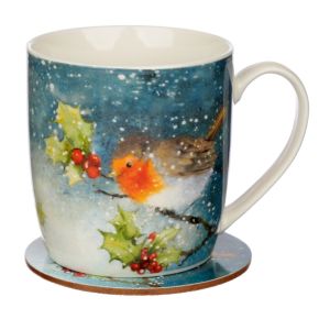 Caneca de Porcelana e Base - Jan Pashley - Robin Natal