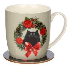 Caneca de Porcelana e Base - Kim Haskins - Gato da Grinalda