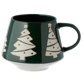 Caneca verde com relevo esmaltado Árvore de Natal