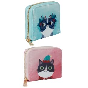 Angie Rozelaar Planet Cat Carteira pequena de Natal com fecho Zip
